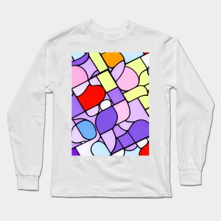 Multicolor Pipes and Fittings Abstract Art - Stained Glass Long Sleeve T-Shirt